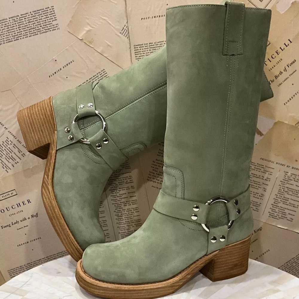 Free People Jeffrey Campbell Kira Reflection Boot Harness Moss Light Olive - Picture 5 of 11